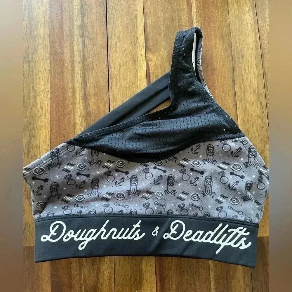 Doughnuts and deadlifts sports bra